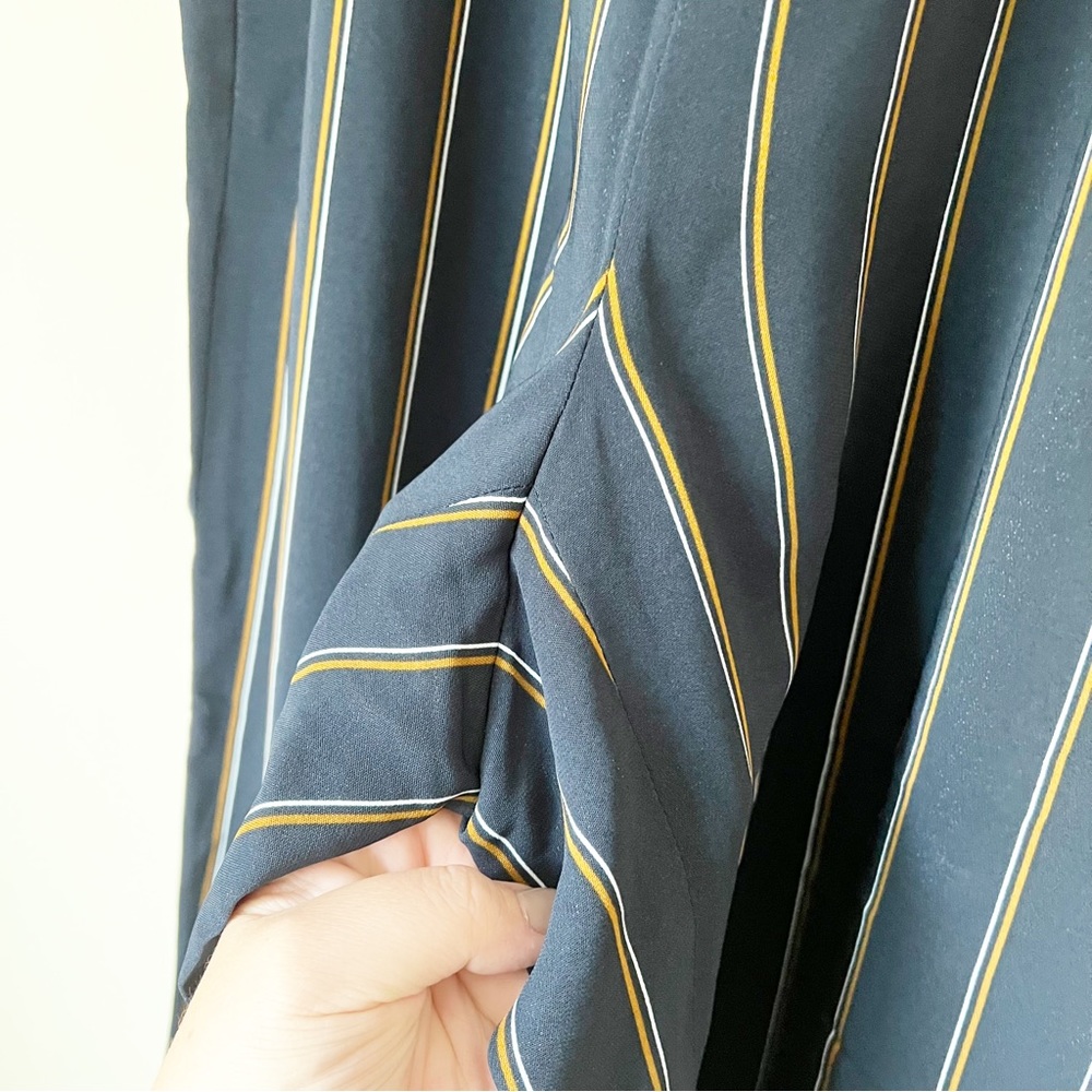 Lafayette 148 New York Hester Striped Wide-Leg Trouser Pant Navy Blue M - Picture 9 of 13